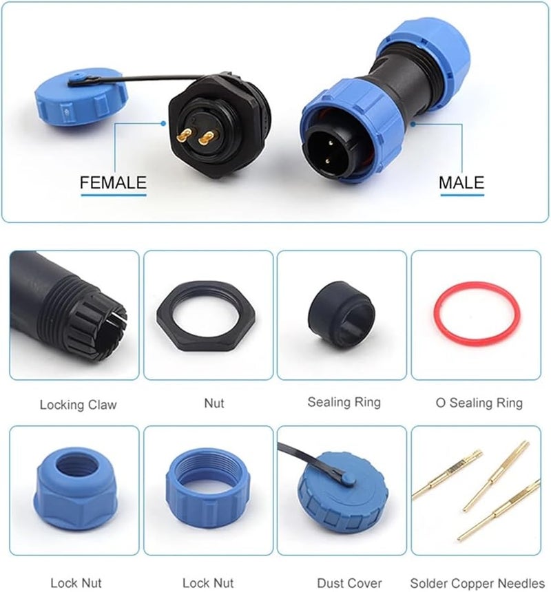 Nut Type Waterproof Connector Set 6 Pin Aviation Socket Cable Wire Flange Docking Welding - Image 5