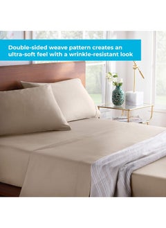 LINENSPA Linenspa 600 Thread Count Ultra Soft, Deep Pocket Cotton Blend Sheet Set - Full - Sand  - Image 2