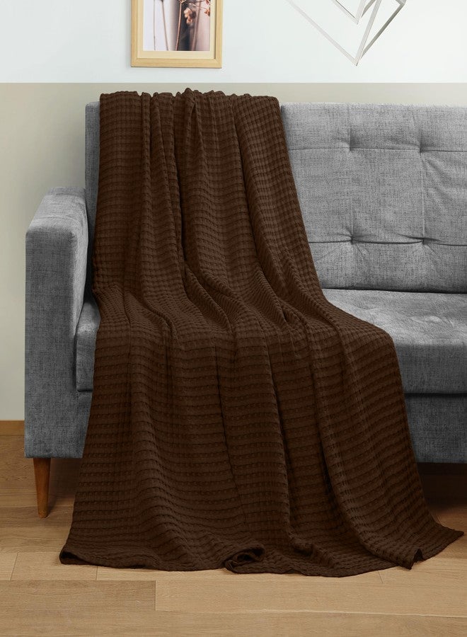 Utopia Bedding Brown 100% Cotton Waffle Blanket 300 GSM [Queen - 90x90 Inch] Soft Lightweight Breathable Bed Blanket for All Season - Image 4