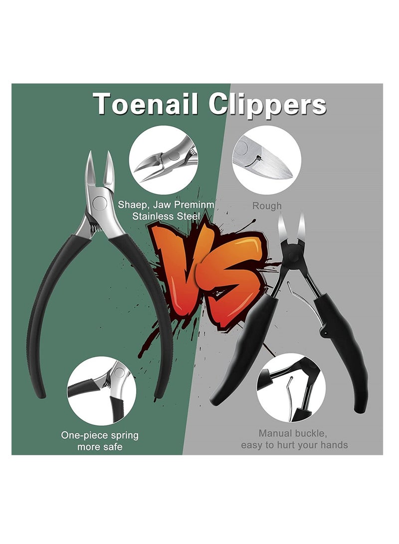 Stainless Steel Nail Clippers for Thick & Ingrown Toenails, Ergonomic Silicone Handle, Ideal for Seniors, Large Size (Black) - Image 2