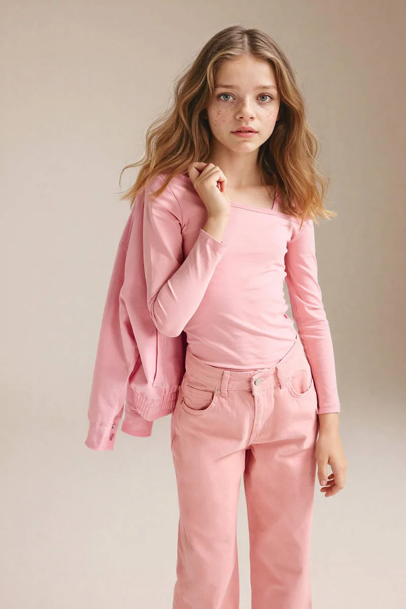 DeFacto Girl Boat Neck Cotton Jersey T-Shirt