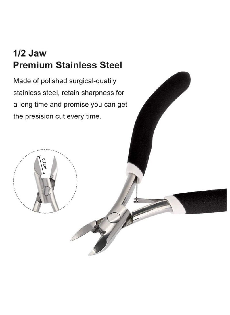 KASTWAVE - 2 Pack Cuticle Trimmer, Dead Skin Remover Clipper, Non-Slip Professional Cuticle Nipper Stainless Steel Cutter, 1/2 Jaw (7 mm) Cuticle Cutter- Black - Image 1