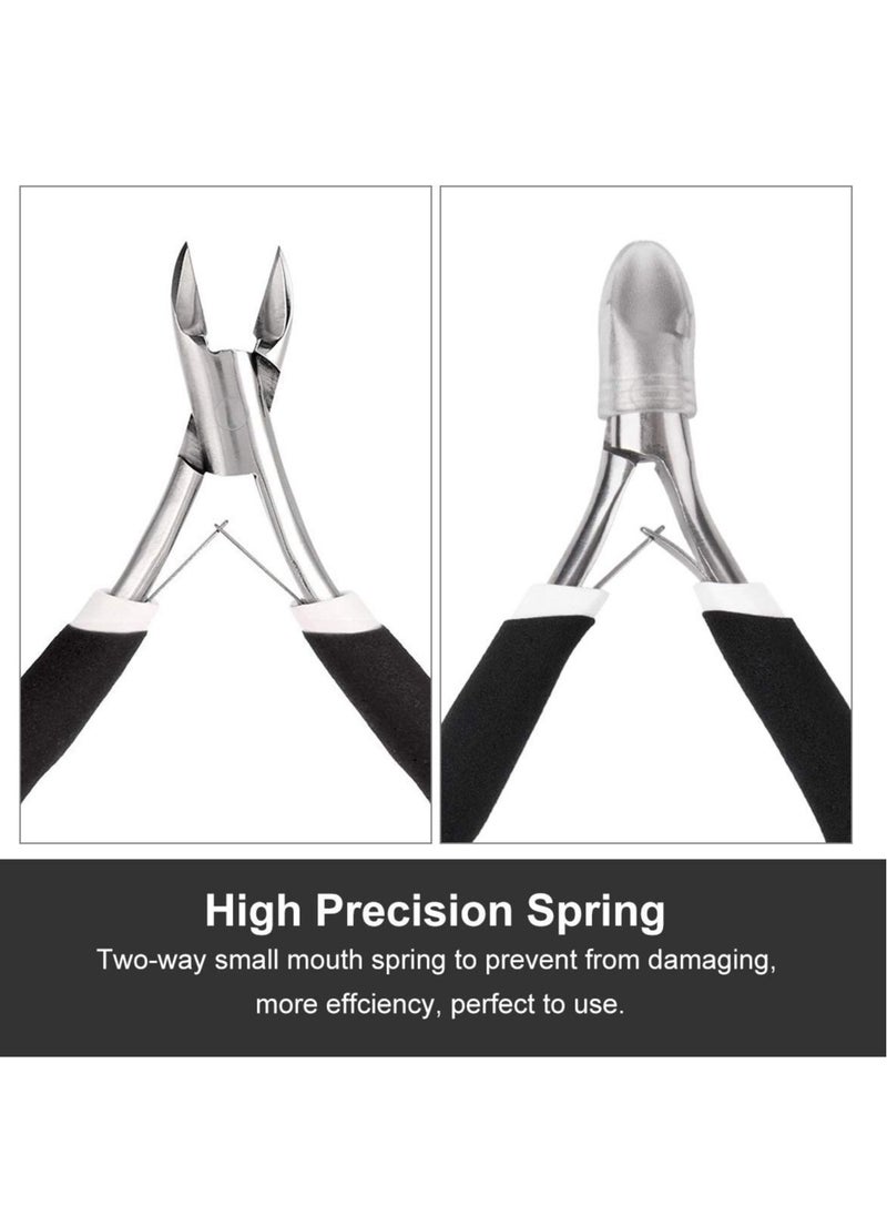 KASTWAVE - 2 Pack Cuticle Trimmer, Dead Skin Remover Clipper, Non-Slip Professional Cuticle Nipper Stainless Steel Cutter, 1/2 Jaw (7 mm) Cuticle Cutter- Black - Image 1