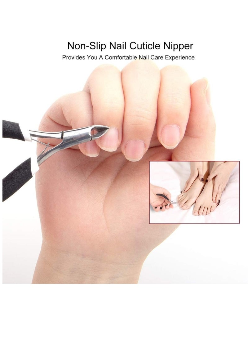 KASTWAVE - 2 Pack Cuticle Trimmer, Dead Skin Remover Clipper, Non-Slip Professional Cuticle Nipper Stainless Steel Cutter, 1/2 Jaw (7 mm) Cuticle Cutter- Black - Image 1