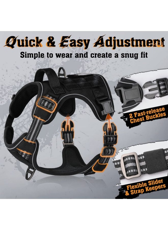 Rabbitgoo - rabbitgoo Dog Harness for Large Dogs No Pull, Tactical Service Dog Vest with Molle and Control Handle, Adjustable and Reflective Military Pet Harness for Easy Walking and Training, Black, L - Image 1