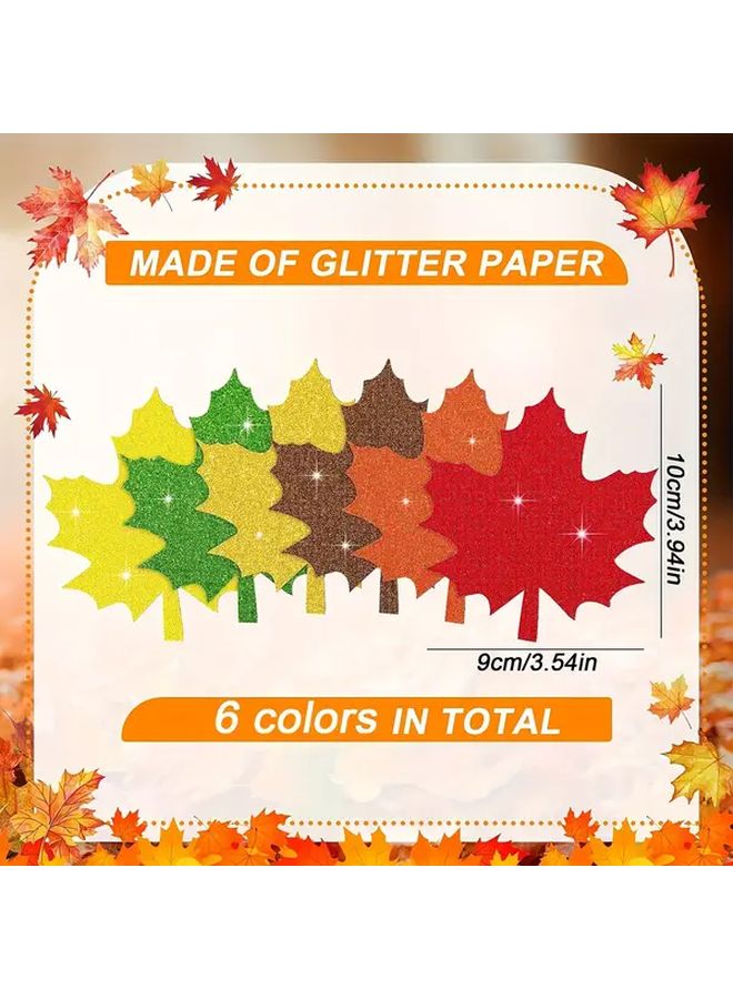 40 Pcs Glitter Maple Leaves Light Yellow Sequins Fall DIY Decor Easy Peel Stick - Image 3