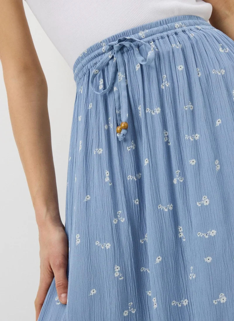 ماتلان Blue Ditsy Floral Cheesecloth Maxi Skirt