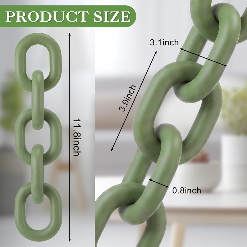 Queekay All preference matching build Queekay Decorative Wood Chain Link Decor Rustic 5 Link Wooden Chain Decor Ornament Farmhouse Home Decoration Hand Carved Wooden Crafts Ornaments for Coffee Table (Green,13.78 Inch) Freeze crack proof - Image 2