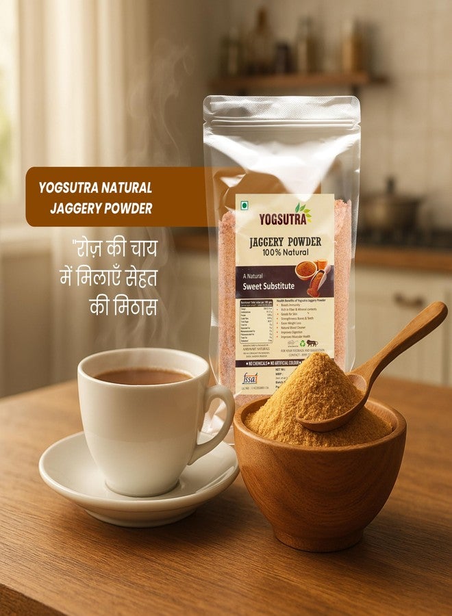 YOGSUTRA Natural Jaggery Powder (Desi Gud) | 100% Chemical Free & Sulfur Free | Healthy Sugar Substitute for Tea, Coffee & Baking | No Artificial Color & Vegan, [Weight 500g] - Image 3