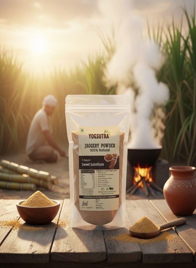 YOGSUTRA Natural Jaggery Powder (Desi Gud) | 100% Chemical Free & Sulfur Free | Healthy Sugar Substitute for Tea, Coffee & Baking | No Artificial Color & Vegan, [Weight 500g] - Image 1