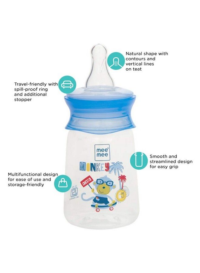 mee mee Premium Baby Feeding Bottle (130 Ml Blue) - Image 3