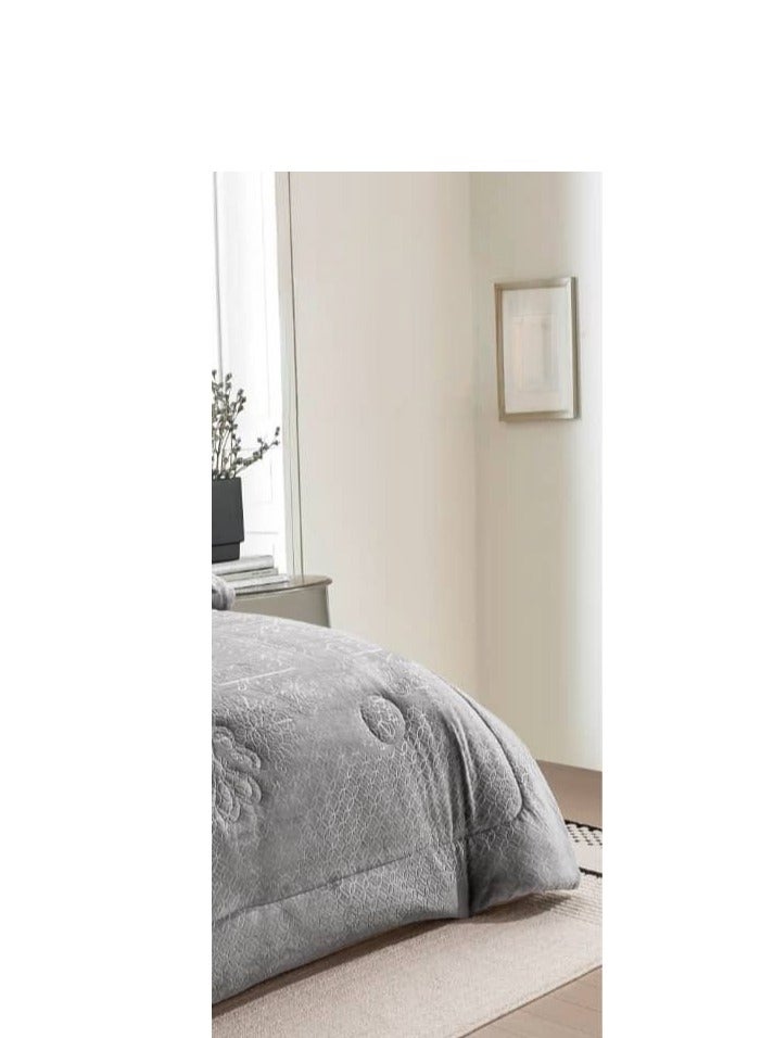 Winter double bedspread consisting of 6 pieces with a plain velvet and fur pattern design. Quilt size: 230*250 cm - Image 4