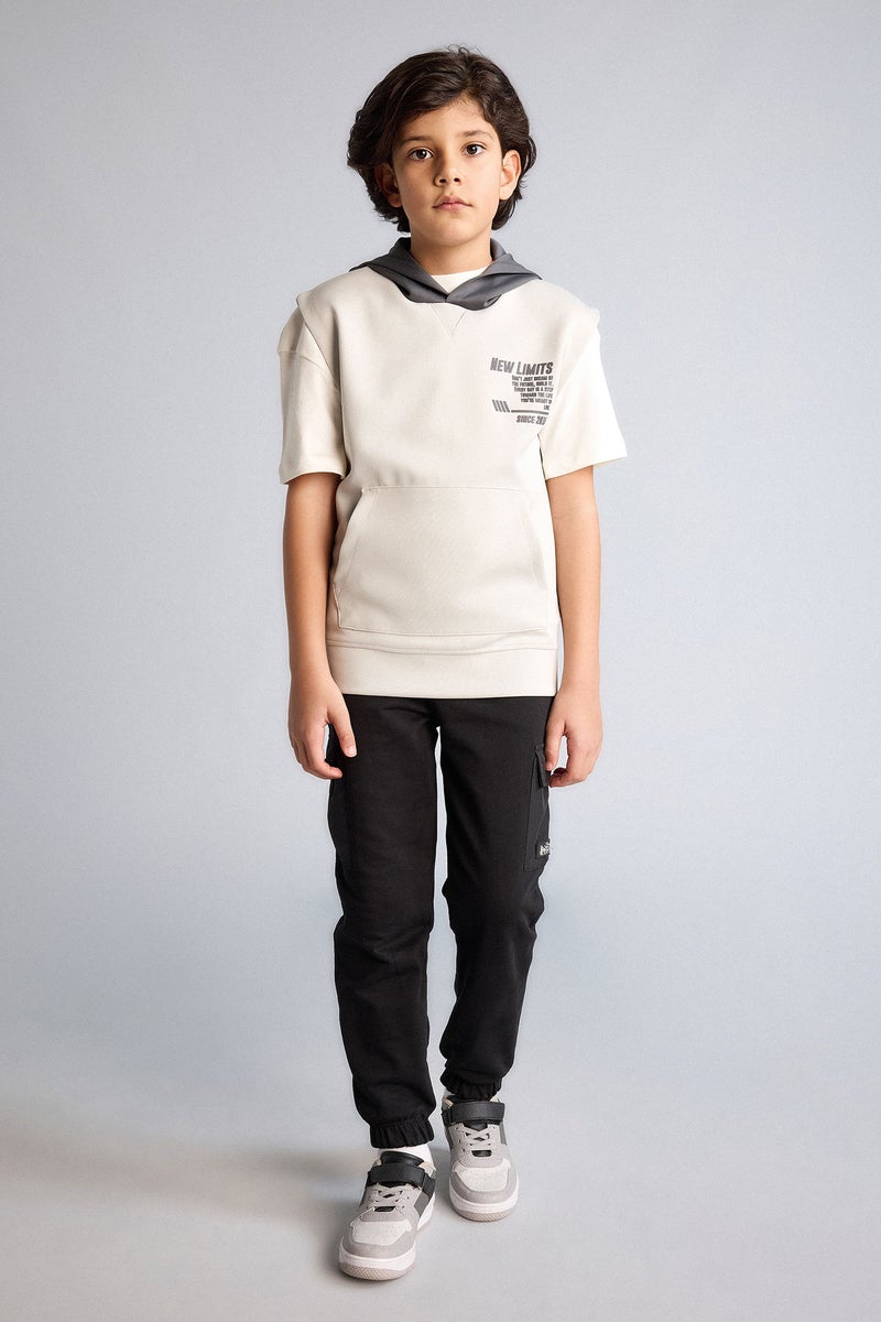 DeFacto Grey Boy Boy Printed Scuba Fabric Hoodie Casual - Image 5