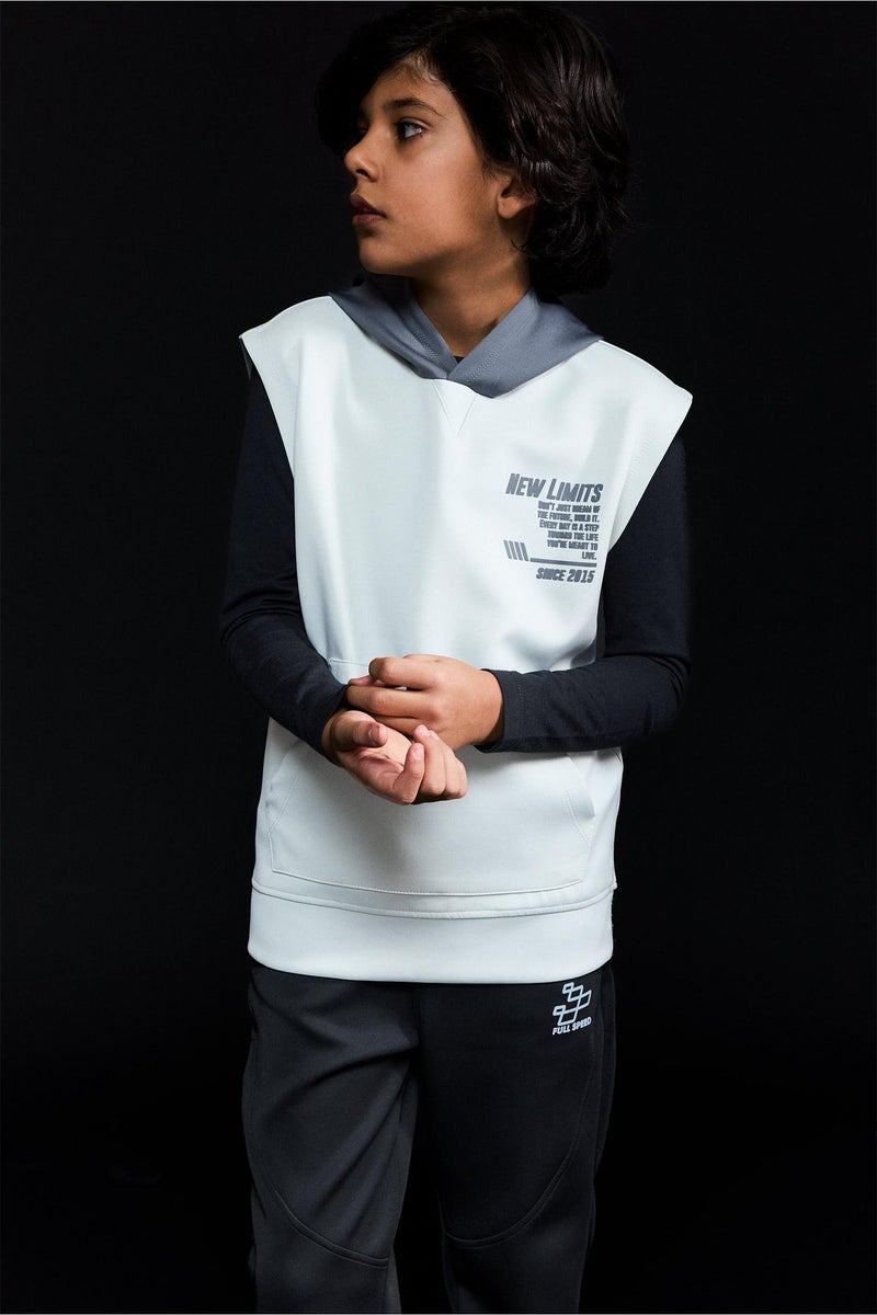 DeFacto Grey Boy Boy Printed Scuba Fabric Hoodie Casual - Image 1