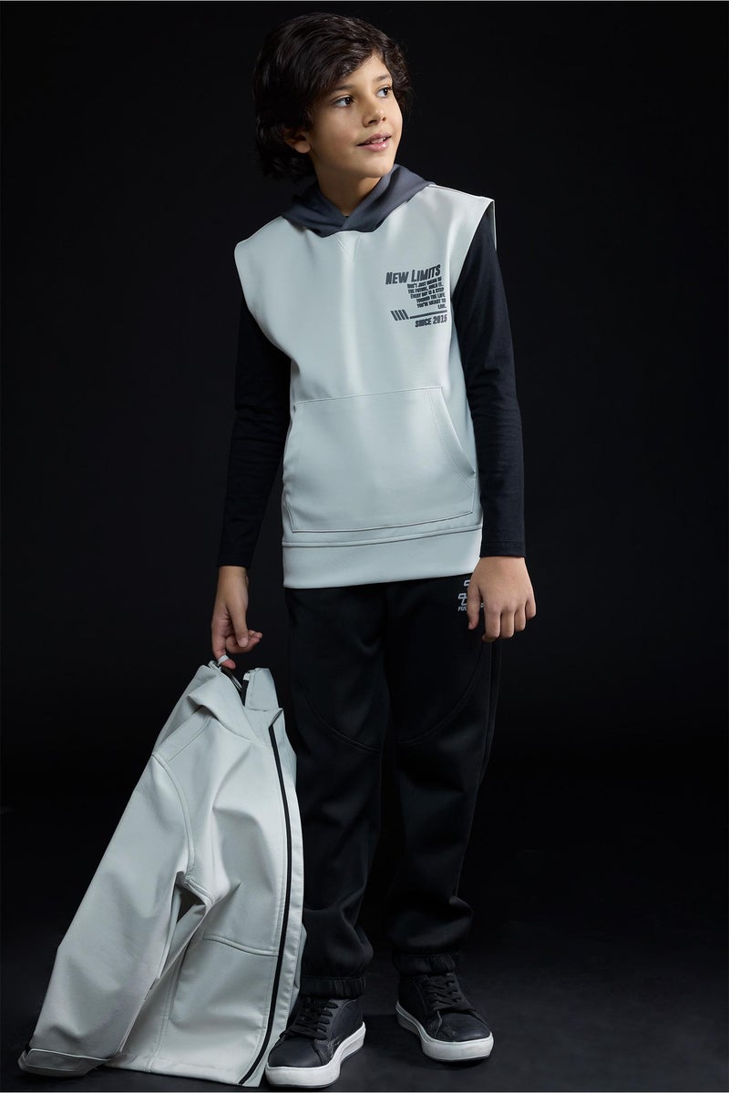 DeFacto Grey Boy Boy Printed Scuba Fabric Hoodie Casual - Image 2