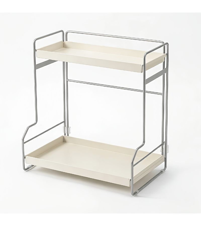 New Kitchen Storage Rack With Cutting Board Slot And Spice Storage Double Layer Large Capacity Polished Surface With Metal Tray Convenient For Countertop Use Vertical Shelf Chopstick And Cutting Board Rack - Image 3