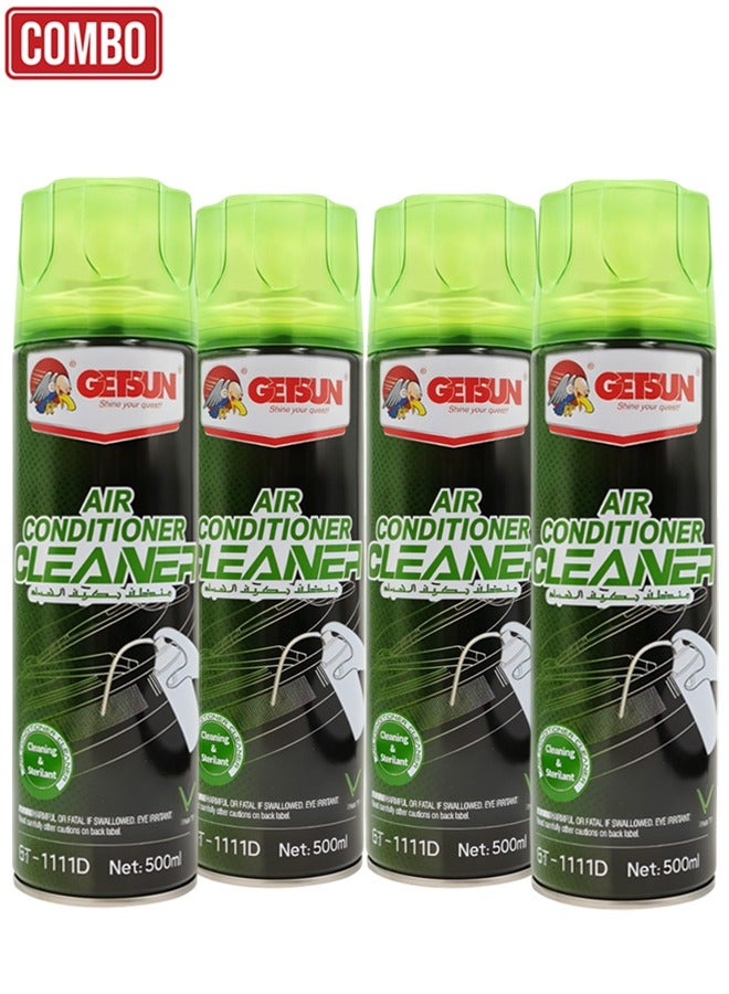 GETSUN 4 Piece COMBO Air Conditioner Cleaner Car AC Cleaner Comprehensive Air Conditioning Cleaner For Optimal Comfort And Efficiency 500ml GT-1111D - Image 1
