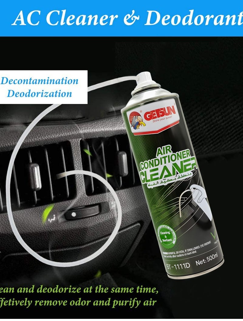 GETSUN 4 Piece COMBO GETSUN Air Conditioner Cleaner Foam Spray 500ml – AC Vent Cleaner, HVAC Coil Cleaning Foam, Odor Remover, Air Freshening Formula, Deep Cleaning Foam for Car AC, Home AC, Office Air Conditioning Systems . GT-1111D - Image 3