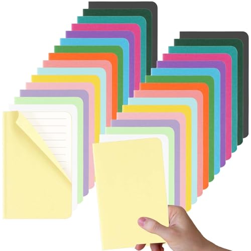 Oucaru 32PCS Mini Notebooks Bulk, 3.5" x 5.5", 16 Color, 60 Pages Lined Paper Small Pocket Notebook Set, Mini Journal Memo Notepads for Students, Traveler, School Office Supplies - Image 1