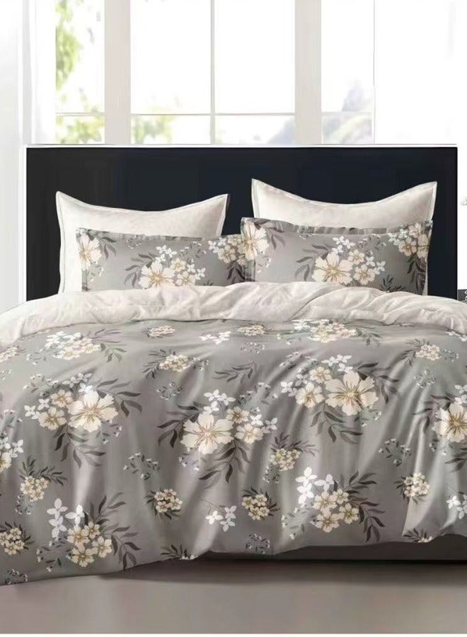King Size 220x240 cm - 6-Pcs Bed Set, Microfiber Fabric - 1 Duvet Cover, 1 Fitted Sheet, 4 Pillowcases ， Breathable, comfortable and soft (Filler Not Included)