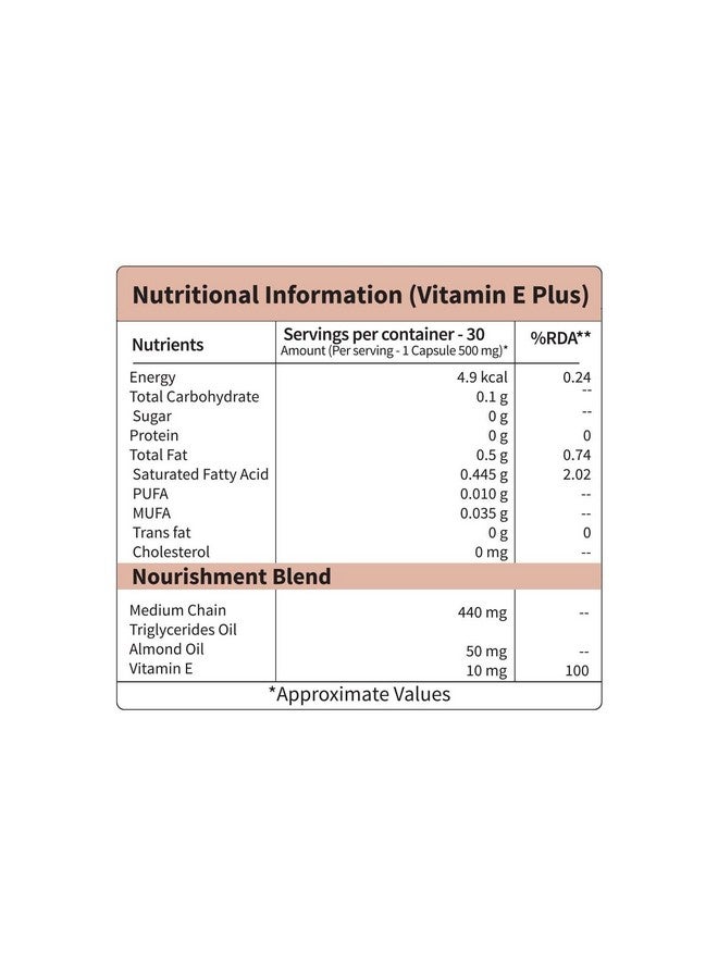 Neuherbs Plant Based Natural Vitamin E Plus From Sunflower Oil (With Almond Oil For Better Face, Skin & Hair) Certified Vegan - 30 Veg Capsules - Image 2