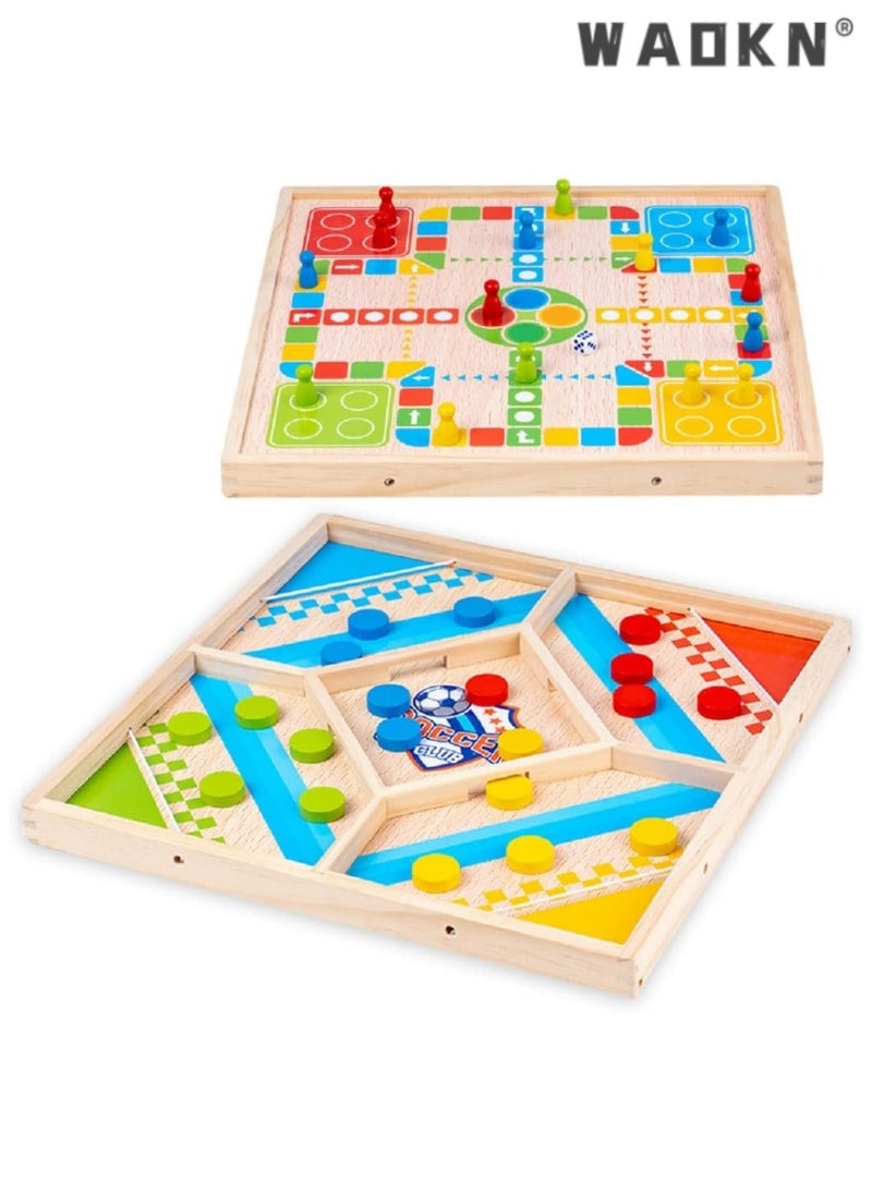 WAOKN Bouncing Chess Ludo Board Game, Table Desktop Battle 2 Sides 2 in 1, Slingshot Table Hockey Party Game, Fun Interactive Board Games Toys for Parent-Child, Enhance Bonding, Ideal Gift  - Image 1