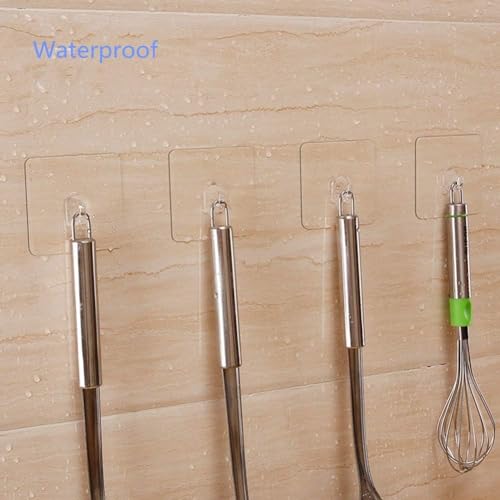 Ninth Five 30 Pack Adhesive Hooks for Hanging, 22lb Heavy Duty Wall Hooks, Clear Plastic Sticky Utility Hook for Home Kitchen Bathroom Office Use - Image 3