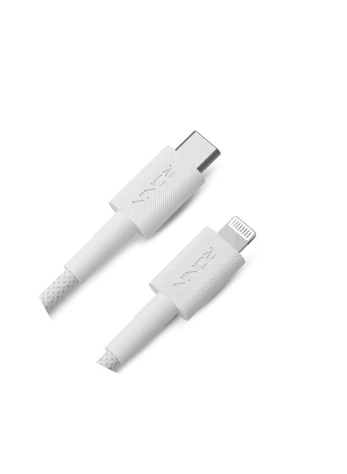 رونين كابل رونين لينكس R-2045 من Type-C إلى Lightning - شحن سريع 27 واط - تصميم مجدول محمي - نقل بيانات - طول 1.2 متر - متوافق مع آيفون 14/13/12/11 وآيباد وايربودز - أبيض - Image 2