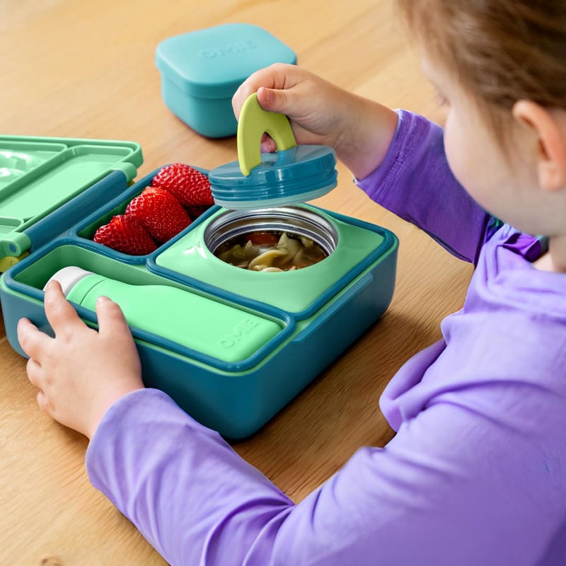 Omie OmieBox Bento Box for Kids - Insulated Lunch Box with Leak Proof Thermos Food Jar - 3 Compartments, 2 Temperature Zones - (Meadow) (Single) - Image 3