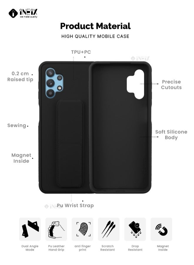 إينيكس جراب حماية 3 في 1 مغناطيسي ذو مسند للهاتف وسوار لأصابع اليد لهاتف سامسونج جلاكسي A32 5G -أسود - Image 2