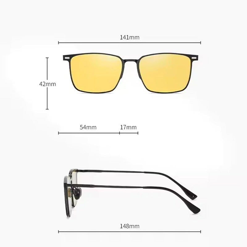 Dervin 3 in 1 Magnetic Clip on Glasses for Men and Women | UV Protected Polarized Sunglasses | Titanium Frame Anti-Glare Bluelight Blocking Computer Glasses | Yellow Glasses for Driving - Image 5