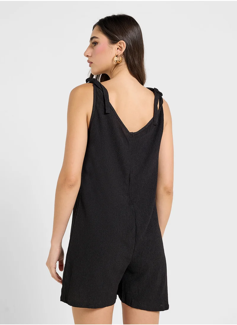 جينجر Shoulder Tie Detail Relaxed Fit Playsuit