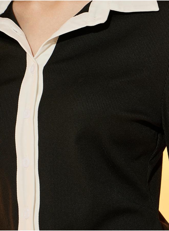 Take Two Regular Fit Contrast Trim Knitted Shirt  - Image 3
