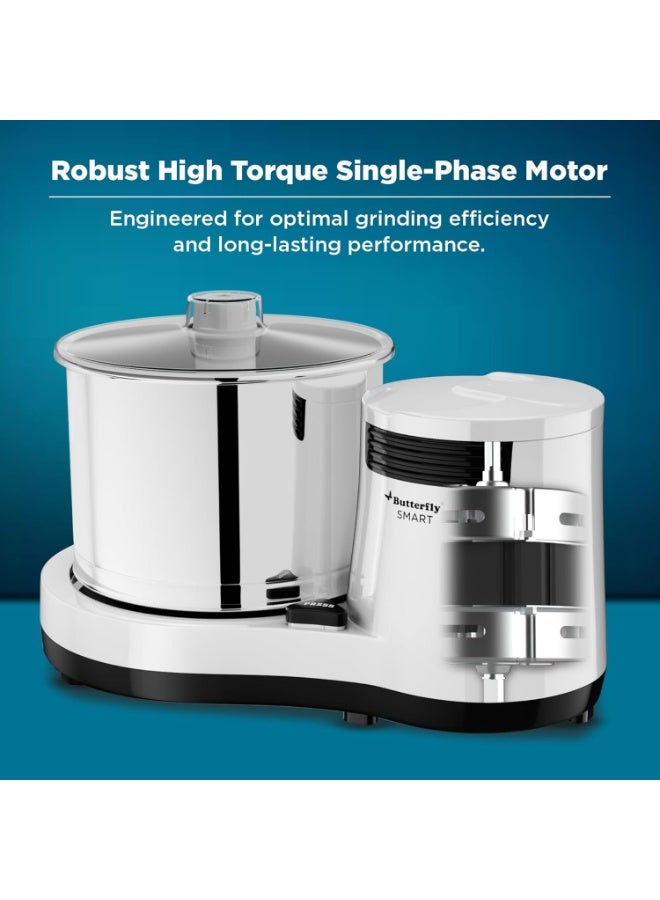 Butterfly Smart 2 Litres Table-Top Wet Grinder|150 Watts|Shockproof ABS Body| Coconut Scrapper Attachment|2 stones with 4-Way Grinding| Stainless Steel Drum | 2 Years Manufacturer's Warranty | White - Image 2