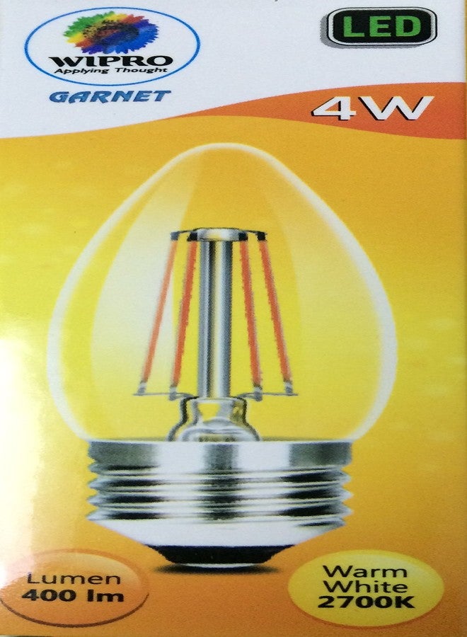 Wipro Garnet 4 W E27 Base Candle Filament Bulb | Warm White (2700K) | Pack of 10 | Clear Optics for Sparkling Effect | LED Filament Bulb for Home, Office, chandellior, Decorative lamp Shade - Image 2