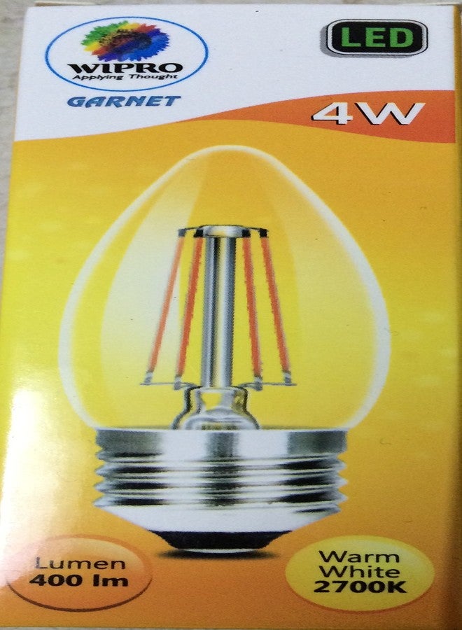 Wipro Garnet 4 W E27 Base Candle Filament Bulb | Warm White (2700K) | Pack of 10 | Clear Optics for Sparkling Effect | LED Filament Bulb for Home, Office, chandellior, Decorative lamp Shade - Image 4