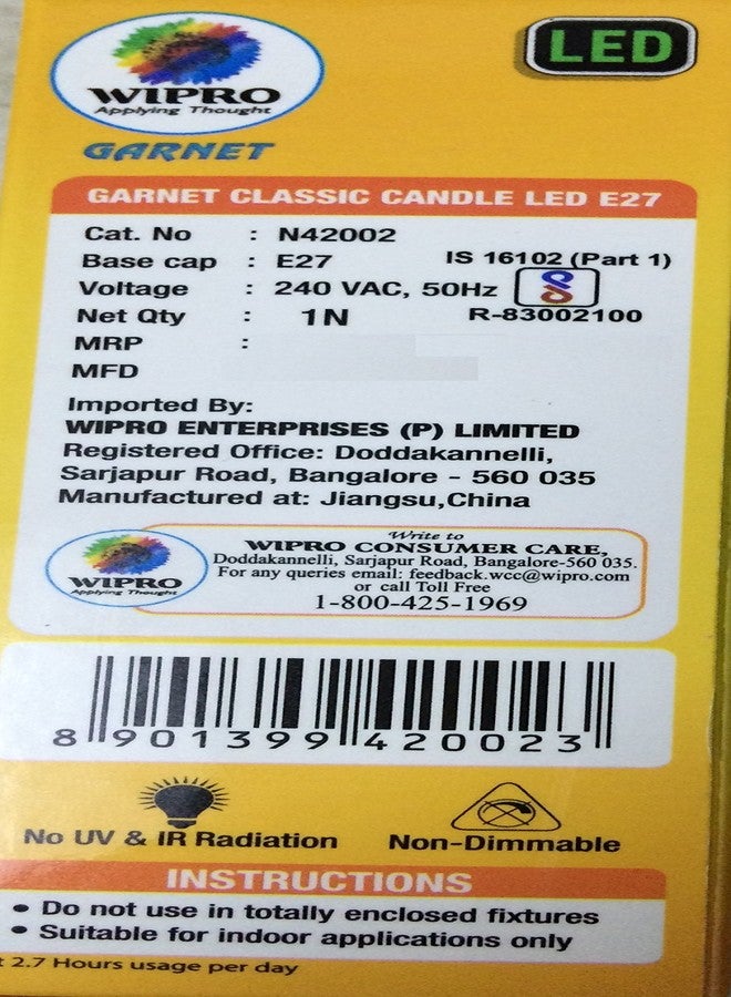 Wipro Garnet 4 W E27 Base Candle Filament Bulb | Warm White (2700K) | Pack of 10 | Clear Optics for Sparkling Effect | LED Filament Bulb for Home, Office, chandellior, Decorative lamp Shade - Image 5