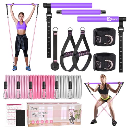 Bbtops Pilates Bar Kit with Resistance Bands, Multifunctional Pilates Bar Full Body Workout Equipment,Pilates Equipment for Women and Men Home Gym Yoga - Purple - Image 1