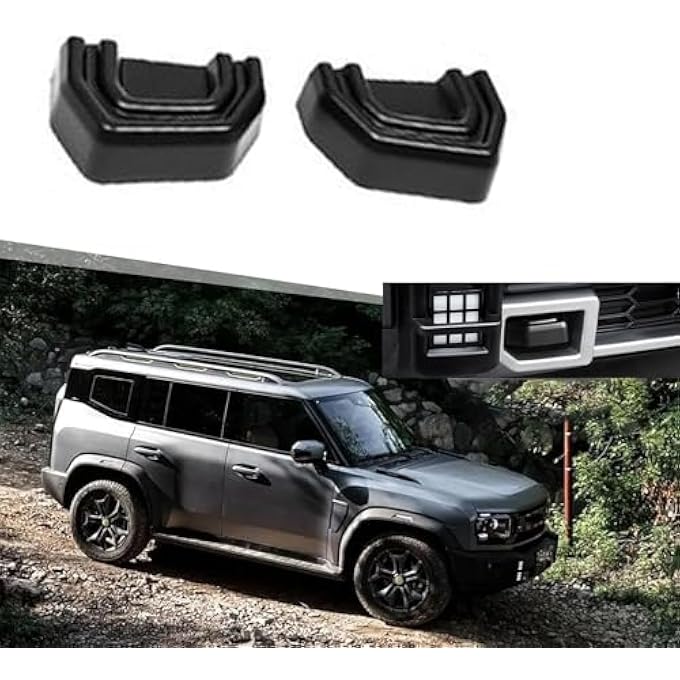 rayihni Roof travel rack luggage trim frame, front bumper hook cover, compatible with Jetour T2 2023, 2024 (black, front bumper hook cover) - Image 1