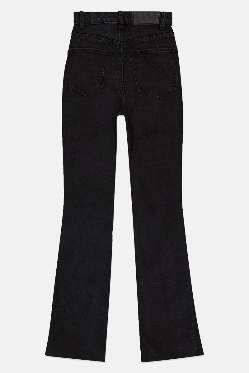 Bershka جينز دنيم ممزق عالي الخصر للنساء، أسود - Image 3