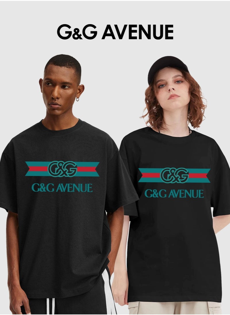 G&G AVENUE - Heavy cotton fabric Unisex Oversized fitting cotton short sleeved summer trend brand printed round neck casual T-shirt - Image 1