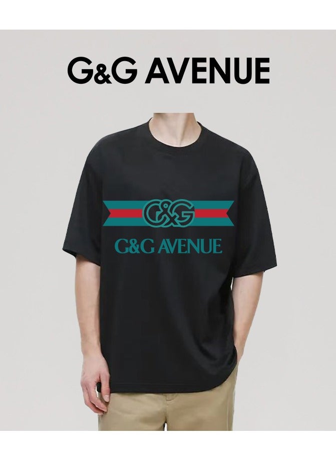 G&G AVENUE - Heavy cotton fabric Unisex Oversized fitting cotton short sleeved summer trend brand printed round neck casual T-shirt - Image 1