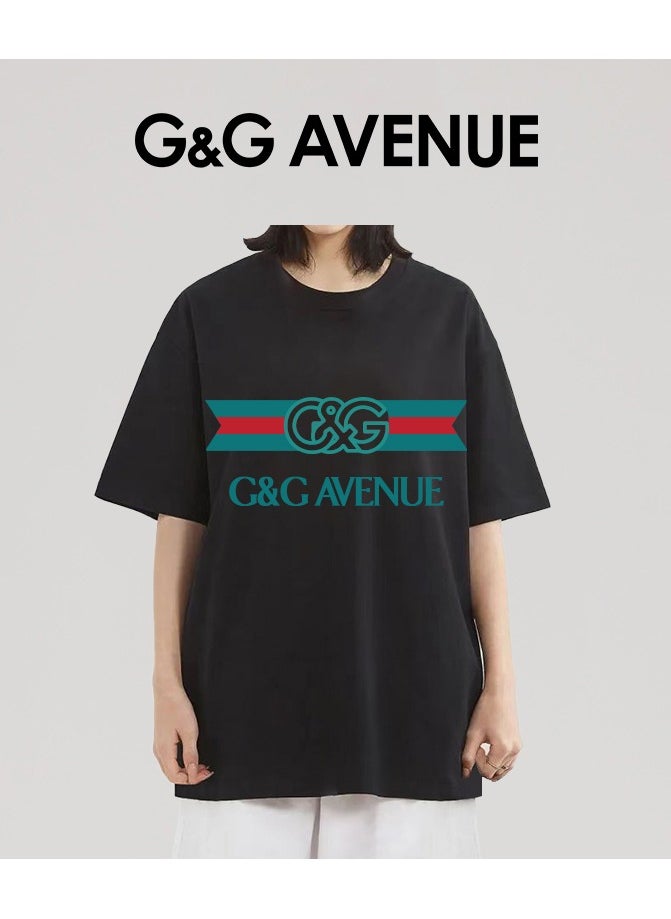 G&G AVENUE - Heavy cotton fabric Unisex Oversized fitting cotton short sleeved summer trend brand printed round neck casual T-shirt - Image 1