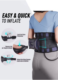 FEATOL Inflatable waist belt, pressure relief brace, back support belt back brace waist pressure relief belt for pain relief and injury prevention for men and women sciatica, spinal stenosis, scoliosis or herniated disc  - Image 5