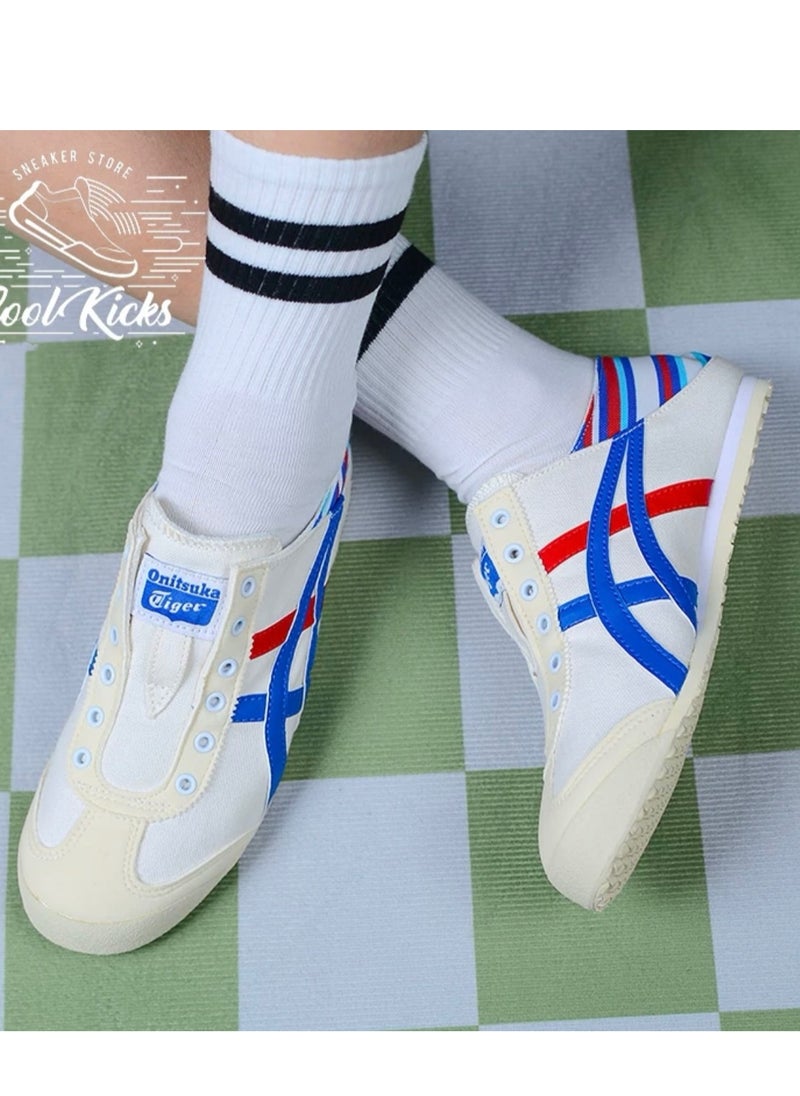 Onitsuka Tiger MEXICO 66 Slip-On Canvas Casual Shoes White/Blue/Red  - Image 3