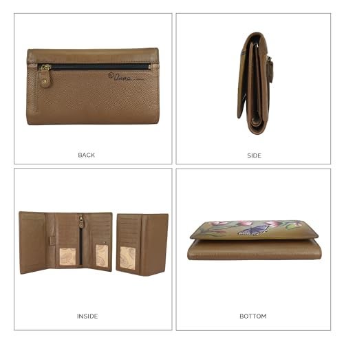 Anna by Anuschka Women’s Hand-Painted Original Leather RFID Checkbook Clutch Wallet - Magnolia Garden Bronze - Image 4