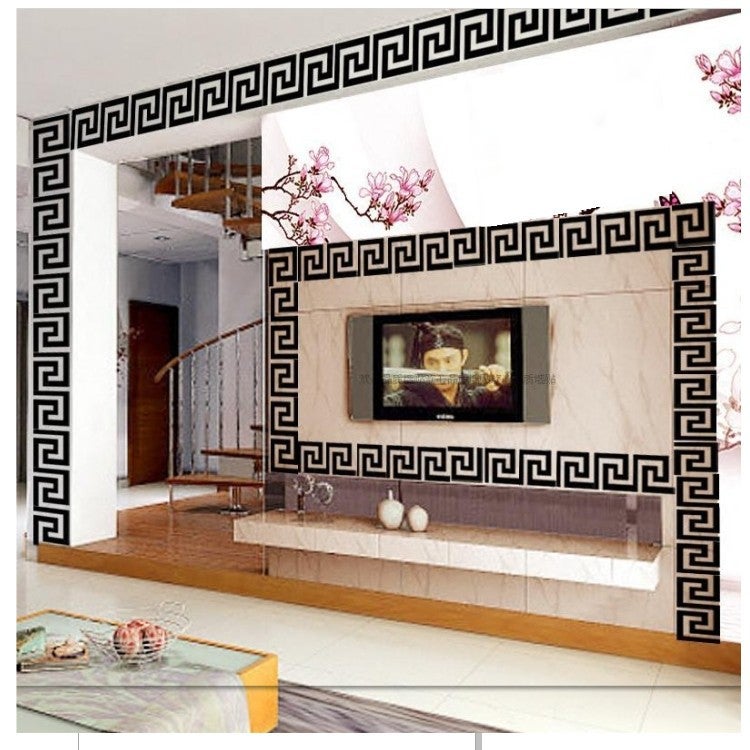 Mirror 3D Wall Stickers Acrylic Self-Adhesive Lace Waist Line Living Room Tv Bedroom Ceiling Ceiling Decorative Stickers - Image 2