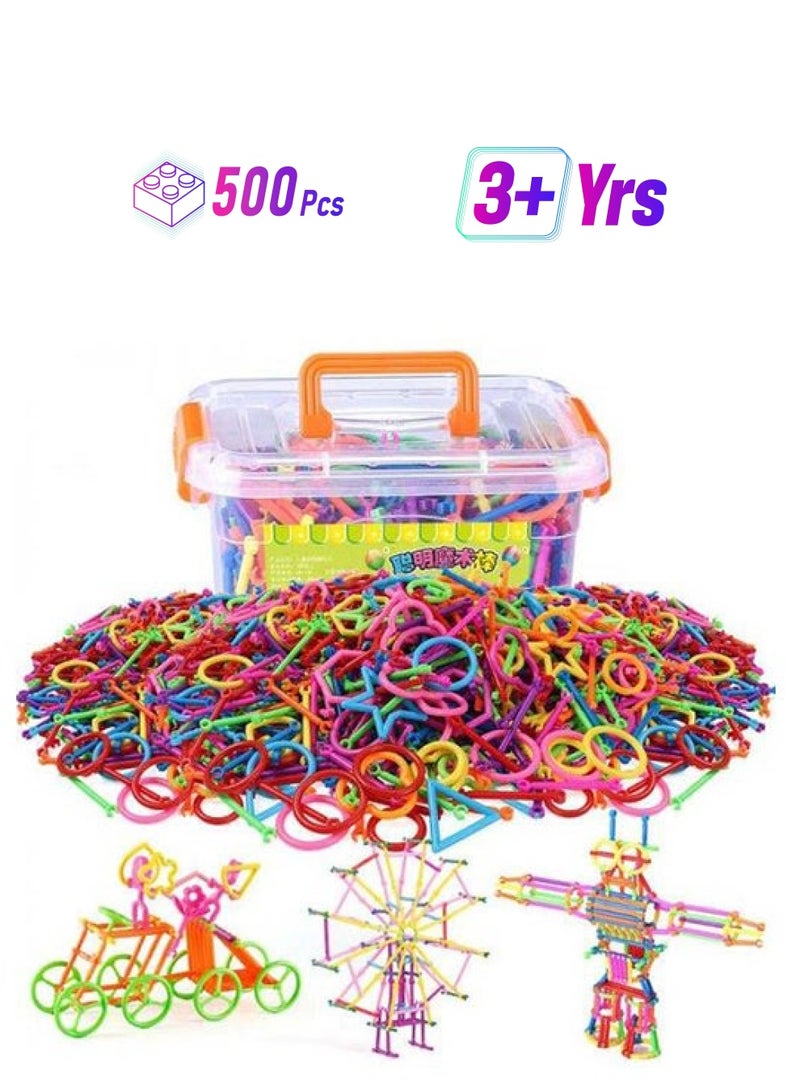 500-Piece Color Connector Building Blocks Kit Durable And Sturdy-Assorted, 3+ Years - Image 1