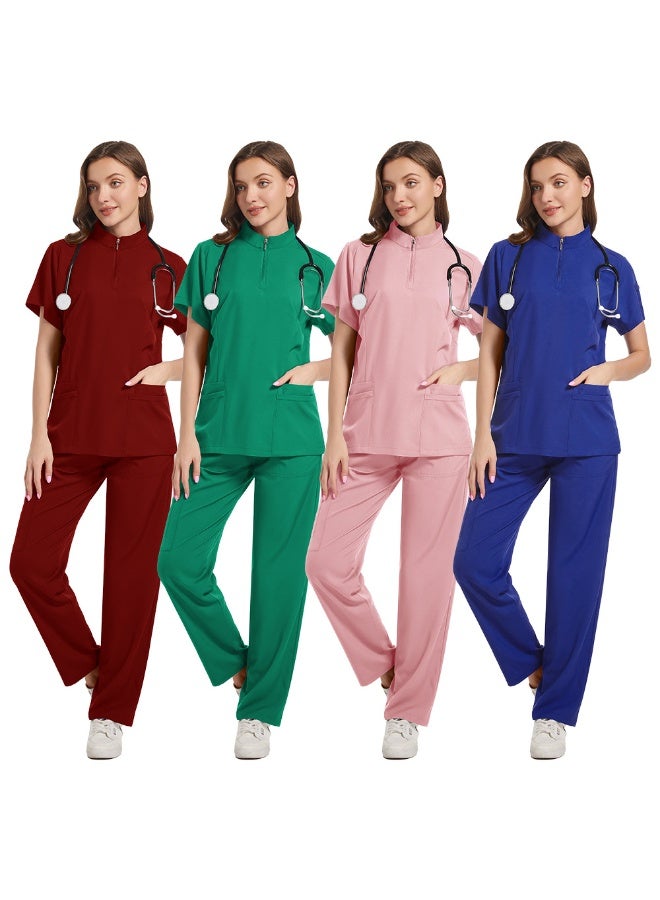 Loquat Womens Medical Scrubs Set Medical Uniform Set Pink - Image 5