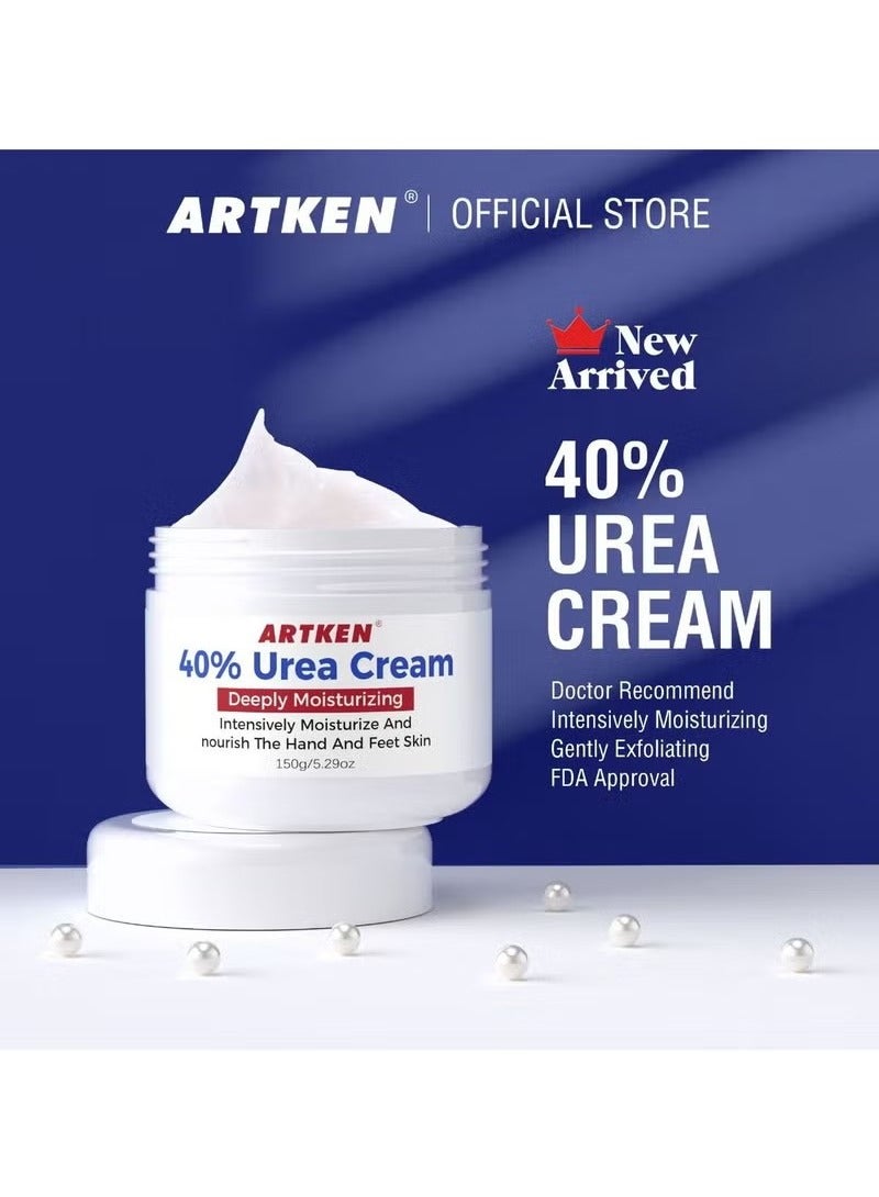  آتكن 150 جرام 40% كريم اليوريا حمض الصفصاف كريم القدم صدع اليد جرب مزيل كريم اليد القدم صدع الكعب العالي الكعب الكوع الأظافر الركبتين ترطيب الجلد أقصى قوة محلول اليوريا - Image 2